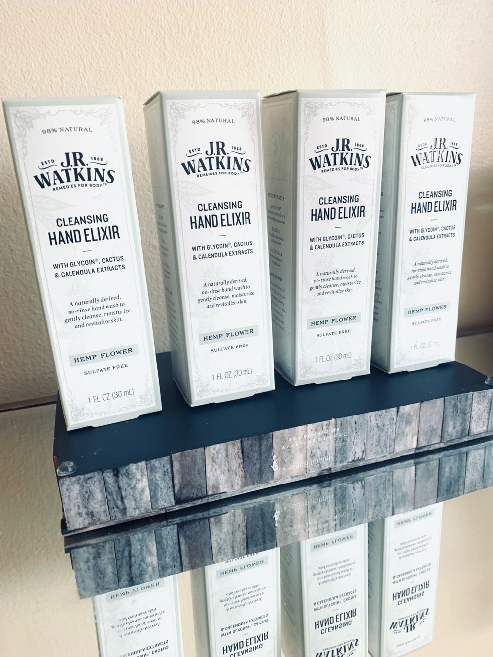 (Lot X 4)J.R. WATKINS Cleansing Hand Elixer(Waterless)-HEMP FLOWER-1fl. Oz(30ml)